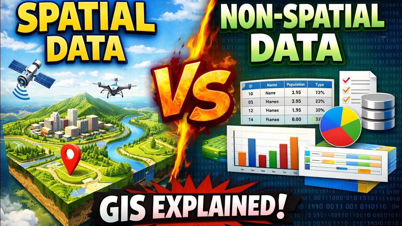 spatial and non spatial data in gis - YouTube