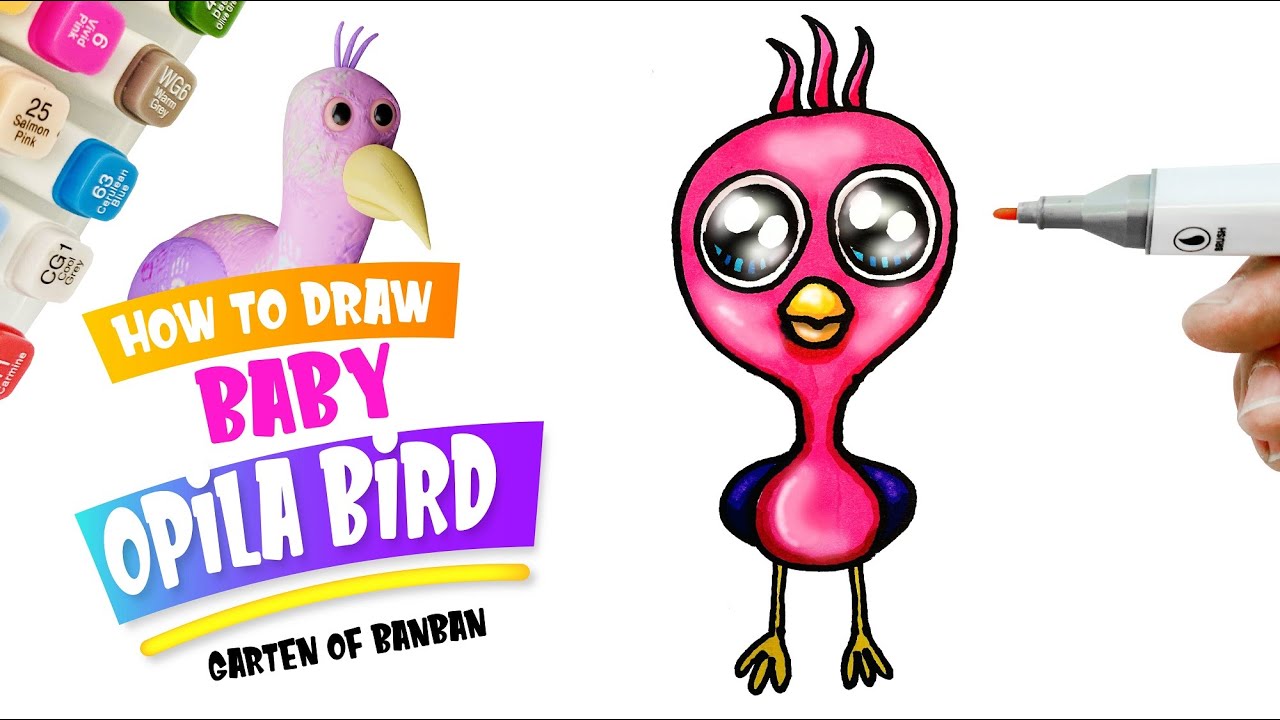 Como dibujar Baby Opila Bird de Garten of Banban - Como desenhar