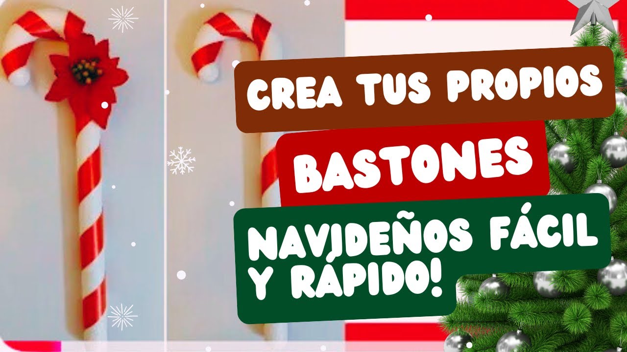 DIY DECORACIÓN BASTÓN NAVIDEÑO FÁCIL/ CHRISTMAS CANE - YouTube