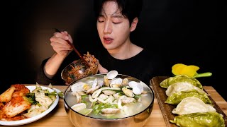 찬바람 불면 생각나는 뜨끈한 바지락칼국수와 손만두 먹방(feat.열무비빔밥) KALGUKSU NOODLES &amp; DUMPLINGS Eating Sounds MUKBANG