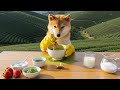 보성녹차밭에서 만든 말차딸기라떼와 쫀득한 모찌떡 🍵🍓 | 귀여운 강아지 셰프의 힐링 요리 ASMR
