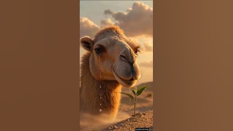 The camel saves the date palm tree from drying up by seeing water 😭 #ai #tree #plants #water