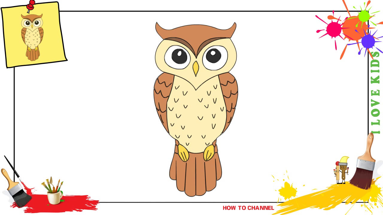 How To Draw An Owl 2 Simple Easy Slowly Step By Step For Kids