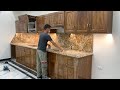 Machining &amp; Install Kitchen Table With Quartz Stone   Complete Kitchen Luxury Step by Step