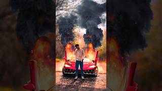 Did I set fire to a Lamborghini?😱🔥 #reels #youtubeshorts  #lamborghini #trending #fire #car