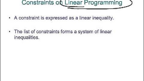 Constraints on Linear Programming