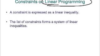 Constraints on Linear Programming