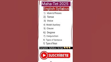 Maha-Tet 2025 English Syllabus Paper1&2 | All Topics Name Paper1&2 | English Syllabus  2025 Paper1&2