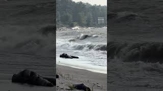 Huge Waves on Lake Erie Today! #lakeerie #beach #bigwaves #waves #cleveland #stormy