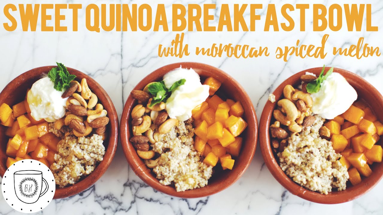 Sweet Quinoa Breakfast Bowl with Moroccan Spiced Melon Brewing