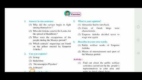"India during Maurya empire  " (exerise solution) class 6 History  Maharastra board