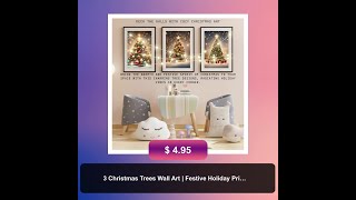 3 Christmas Trees Wall Art | Festive Holiday Printable Decor | Cozy Christmas Tree Print | Christ...