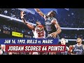 Throwback nba jan 16 1993 bulls vs magic full game highlights jordan 64 points shaq 29 pts