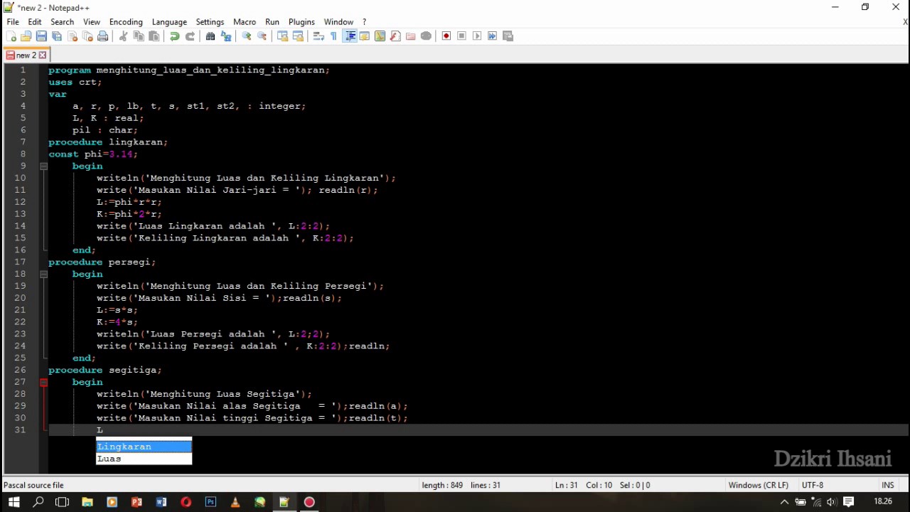 Tutorial Pembuatan Program Sederhana dalam Bahasa Tutorial Pembuatan Program Sederhana dalam Bahasa