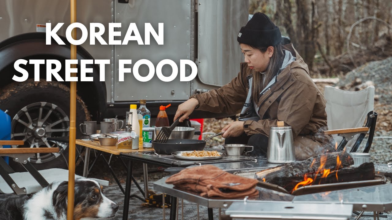 Airstream Basecamp Cooking Korean and Japanese Street Food at Camp | Snow Peak | Okonomiyaki | 붕어빵