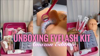 unboxing beginner lash starter kit from amazon: best mannequin head for beginners + placement