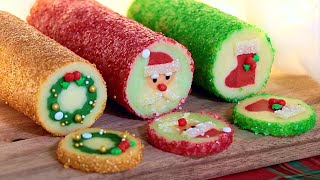 Christmas Cookies 🎅🏼 SLICE & BAKE! (Santa, boots & wreath cookies) | Holiday Cookies Recipe