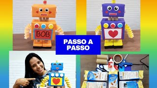 ♥️como fazer um robô reciclável- como fazer um robô de caixa de leite -brinquedo reciclável