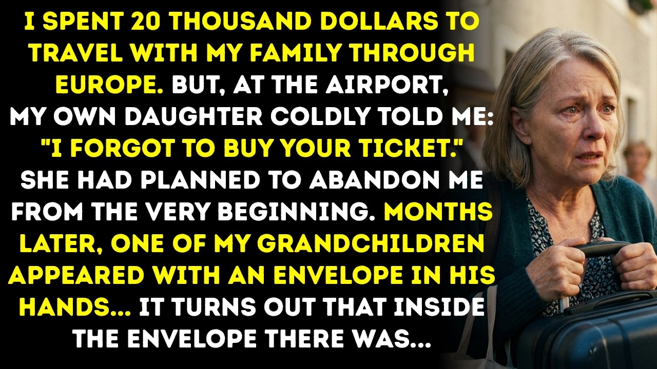 I handed my daughter $20,000 for our dream trip to Europe, but when I met her at the airport, she looked right through me and said, "I forgot to buy your ticket." I was 76, standing there in my...