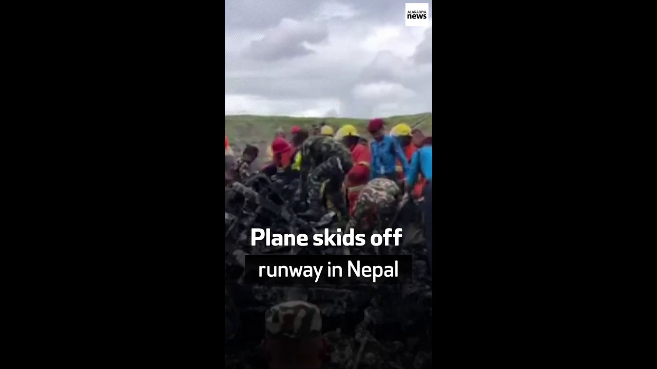 Plane skids off runway in Nepal