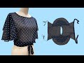 🦋 Very easy wrap blouse cutting and sewing | butterfly sleeves, butterfly blouse 👚