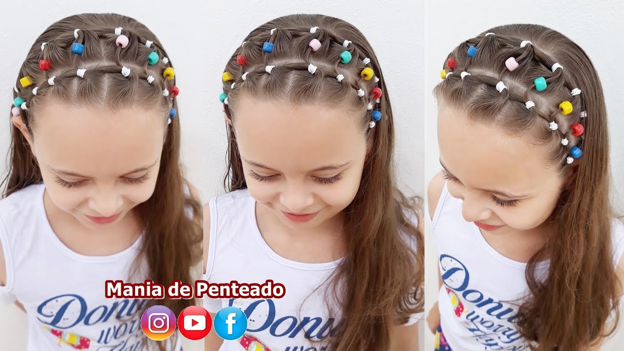 Penteado Infantil Tiara de Cabelo com Ligas e Tererê | Cute Hairstyle with  Beads for Girls - thptnganamst.edu.vn