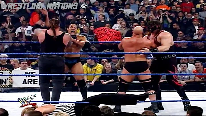 ALL Stars Match - Rock Stone Cold Undertaker vs Kane Kurt Angle Rikishi Triple H as Special Referee