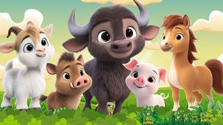 Cute Farm Animals: Buffalo, Pig, Boar, Goat, Horse, Pony - Farm Animal Sounds