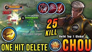 25 Kills!! Best Chou One Hit LifeSteal Build and Emblem!! - Build Top 1 Global Chou ~ MLBB screenshot 1