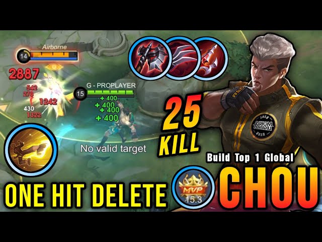 25 Kills!! Best Chou One Hit LifeSteal Build and Emblem!! - Build Top 1 Global Chou ~ MLBB class=