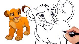 How to Draw Lion King Simba | كيفية رسم الاسد سيمبا | تعليم الرسم للاطفال | رسم شخصيات كرتونية