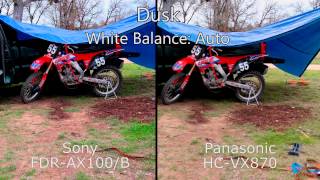 Sony FDR-AX100 vs Panasonic HC-VX870 -- Video camera outdoor side-by-side comparison