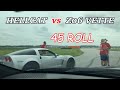 Ice Cream Cruise 2021 Racing Stock Hellcat vs 2007 LS7 Z06 Corvette 45 Roll Race Event