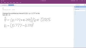 Express the confidence interval 0.333 less than p less than 0.777 in the form p +- E.