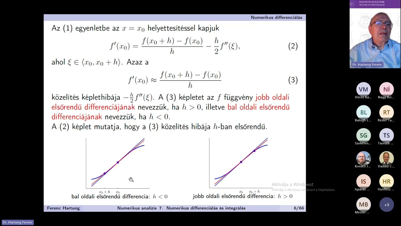Numerikus analízis 7. Differenciálás és Integrálás 2025