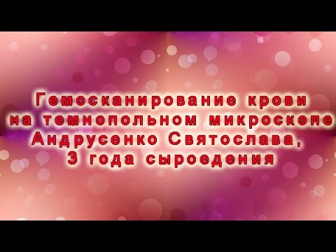 Гемосканирование крови на темнопольном микроскопе Андрусенко Святослава, 3 года сыроедения