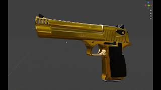 I modeled a Desert Eagle pistol in Blender and made it golden