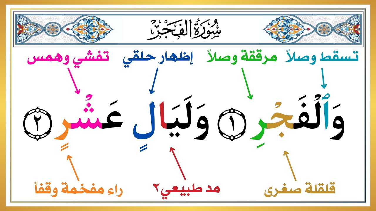 بطريقة سهلة تعلم كيف تقرأ سورة الفجر بأحكام التجويد | الطريقة الصحيحة لحفظ القرآن الكريم ✅