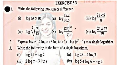 laws of  logarithm | exercise 3.3 unit 3 math class 9 | Mera Dil yah pukare aaja | exercise 3.3