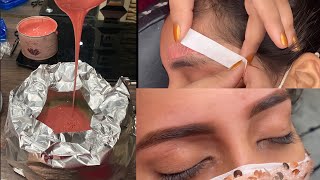 Eyebrow waxing+Plucking | how to wax your eyebrows with hard wax