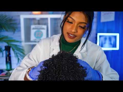 ASMR | Real Person Scalp Exam + Hair Treatments on Afro/4A Hair (Medical Roleplay)