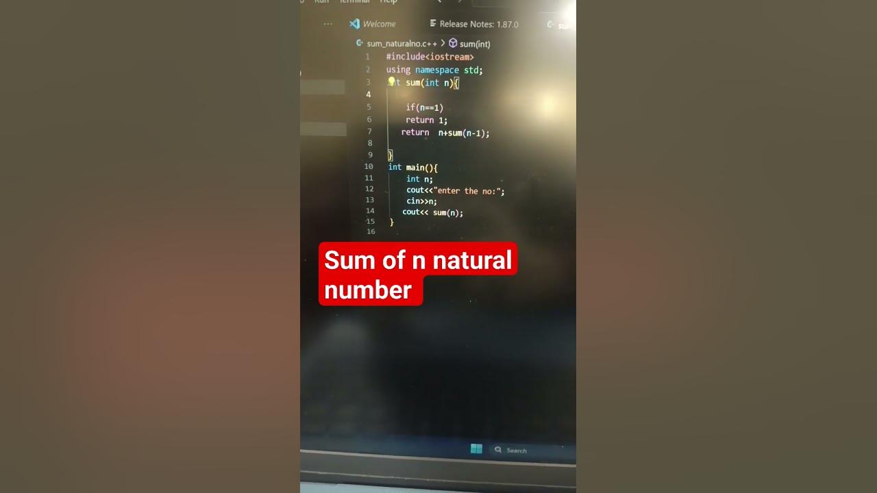 sum of n natural number #coding #recursion #shortsvideo - YouTube