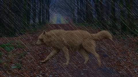 Affinity Photo - Rain Effect on a lonely wolf