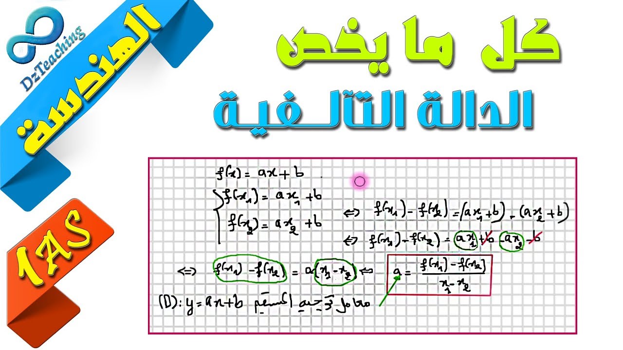 السنة أولى ثانوي - علمي - [الحصّة 60] الدالة التآلفية وكل ما يخصها f(x)=ax+b