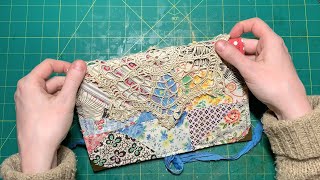 How I make JUNK JOURNAL COVERS from Amazon Packaging   Old Quilt