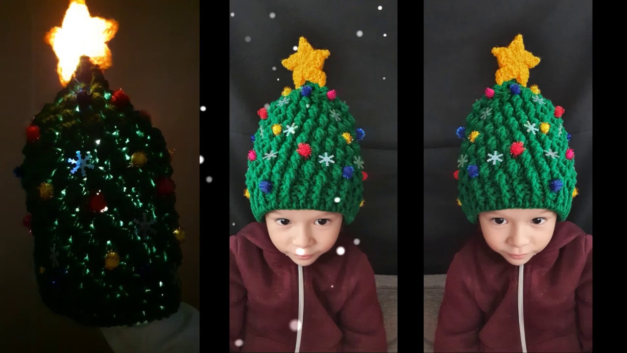 FENICAL Sombrero de Punto Sombrero de Calavera de árbol de Navidad Adorable Gorro de Ganchillo de Navidad para Adultos niños 