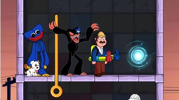 Huggee Pin Rescue Puzzle Game - New Gameplay All Levels Pull The Pin