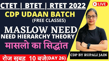 CTET | REET | BTET | CDP UDAAN BATCH | Motivation | Maslow Need Hierarchy Theory | CDP BY RUPALI