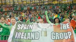 Spain vs. Ireland 4 - 0 Euro 2012 - Irish Fans are Singing The Fields of Athenry