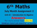 6th Maths July Month Assignment Answer Key Download PDF English Medium